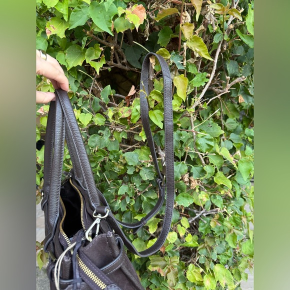 NWT Suede Genuine Leather Chocolate Dark Brown East West Bag Made in India New - Picture 15 of 15